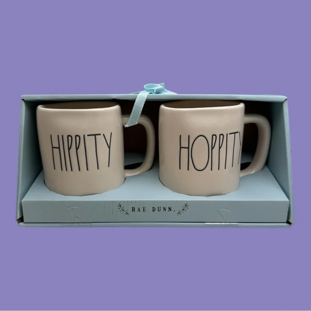 Rae Dunn Hippity Hoppity Mugs Easter Ceramic - Picture 1 of 8